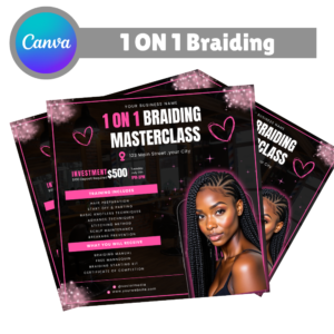 1 on 1 Braiding Masterclass Canva Flyer Template